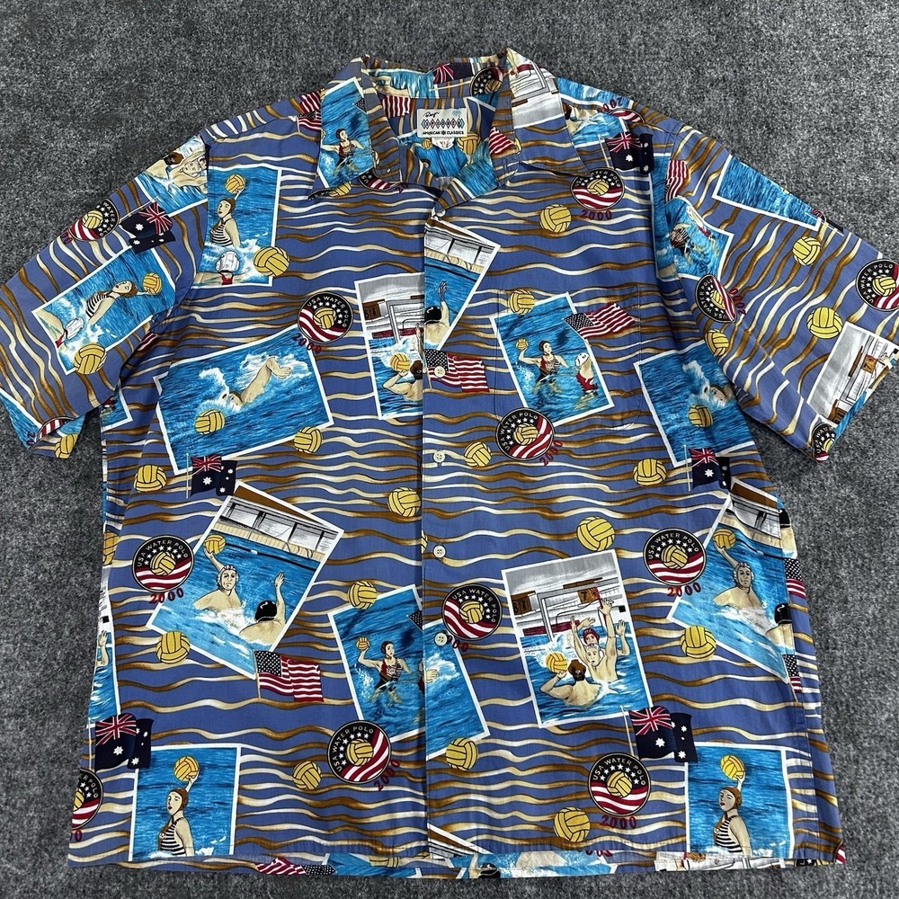 Vintage Reyn Spooner Shirt Mens XL Cotton USA Water Polo 2000 olympics Button Up